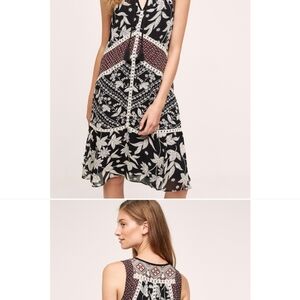 Black and White Halter Cut Out Mini Dress